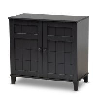 Baxton Studio FP-1201-Dark Grey Glidden Modern and Contemporary Dark Grey Finished 4-Shelf Wood Shoe Storage Cabinet